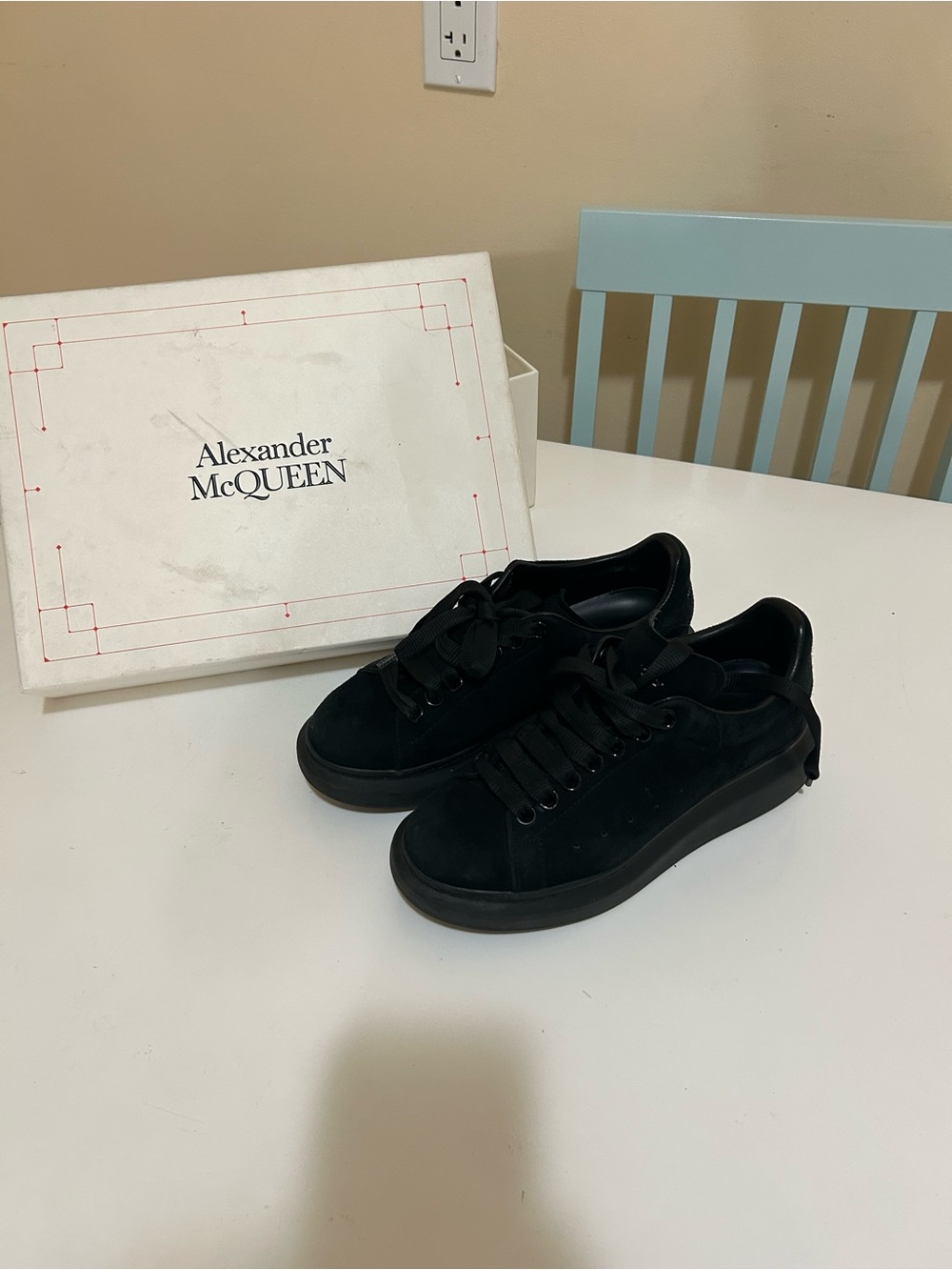 Alexander McQueen Black Suede Low-Top Sneakers